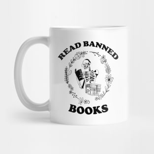 Read Banned Books, Teacher Librarian Gift, Skeleton Read Books Mug